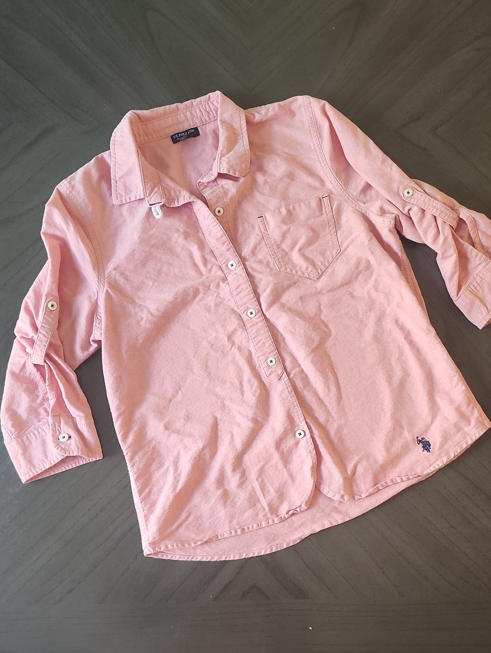 U.S. Polo Assn. Light Pink Junior's Button-Down Shirt with Chest Pocket Size L